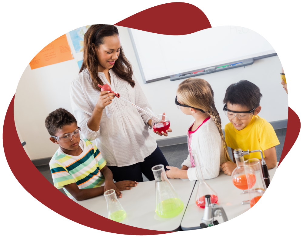 Teacher showing Kids how to do Science